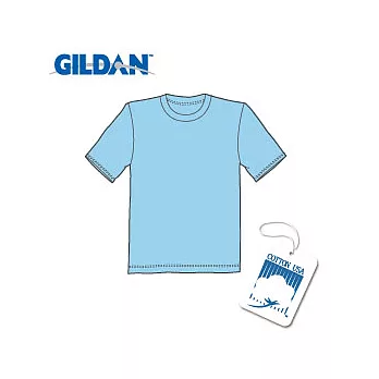 GILDAN 總代理-100%美國棉~圓筒短袖素面T-Shirt~天藍M號