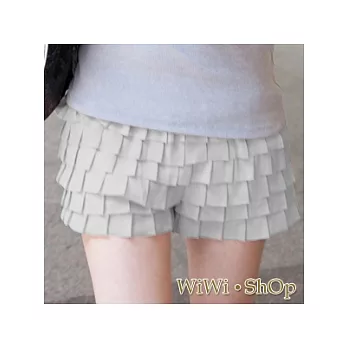 [WiWiShOp]多層次波浪鬆緊雪紡褲裙~灰色