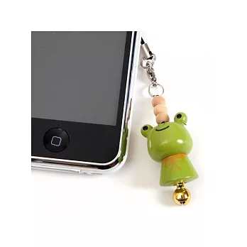 《Wooden mini》和風木製動物鈴鐺手機吊飾。青蛙
