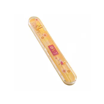 迪士尼 16cm 兒童環保筷盒組-小熊維尼黃色