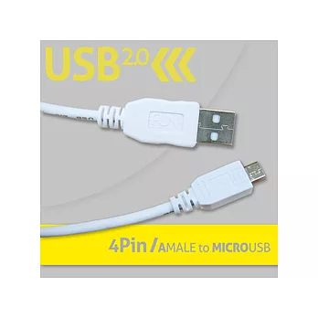 USB2.0傳輸線-A公對MicroUSB 3M(白)