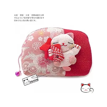 【和風招財貓】日本˙福氣八寶貓咪鈴鐺化妝包-胭脂粉