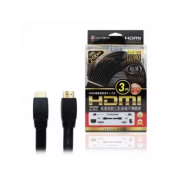 HDMI高畫質數位影音傳輸超薄扁線(24k鍍金)-3米