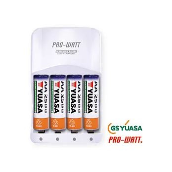 PRO-WATT充電器組+日本YUASA湯淺 4號充電池_4入 (900mAh)