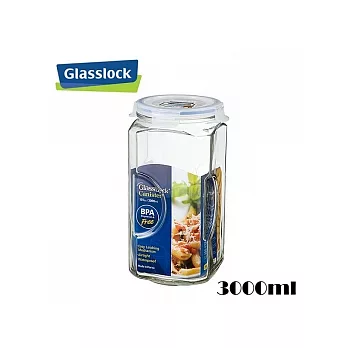 韓國【GlassLock】玻璃保鮮罐-高筒圓型(3000ML)-零食保鮮罐