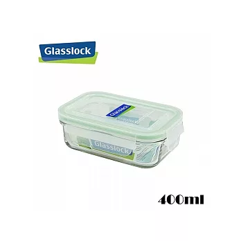 韓國【GlassLock】強化玻璃微波保鮮盒-長方型(400ML)-一人份的菜量或沙拉