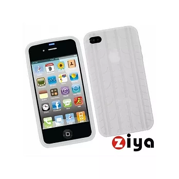 iPhone - 4(4G) 矽膠保護套-輪胎紋飾-時尚白