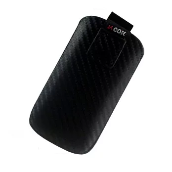 COSE 卡夢紋 抽拉式手機套(磁鐵吸附式)--吊卡包裝『尺寸：2XL--黑色』