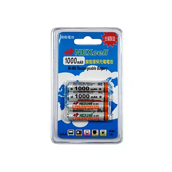 NEXcell耐能 4號充電電池1000mAh四顆(台灣製造)