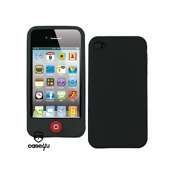 iPhone-4(4G) 矽膠保護套-炫彩按鈕-經典黑