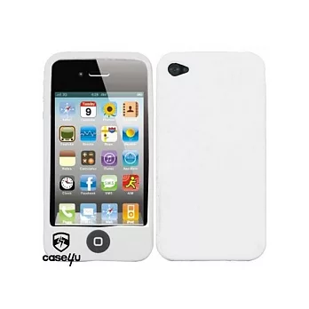 iPhone-4(4G) 矽膠保護套-炫彩按鈕-時尚白