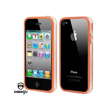 iPhone-4(4G) 矽膠保護套-晶彩邊框-悄皮橘