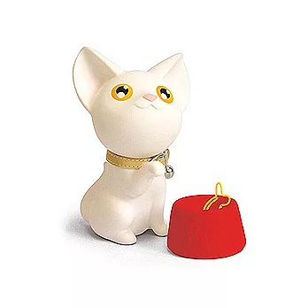 喵喵公仔名片迴紋針座-乖巧白