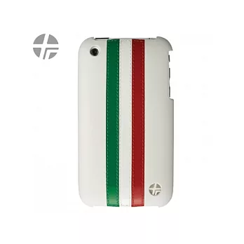Trexta Snap on Stripe-iPhone3GS/3G 土耳其時尚精品真皮背蓋式保護殼附螢幕保護貼-義大利白