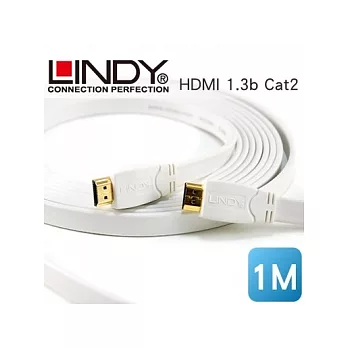 LINDY 林帝 A公對A公 Premium White 白色 扁平 HDMI 1.3b Cat2 連接線 1M