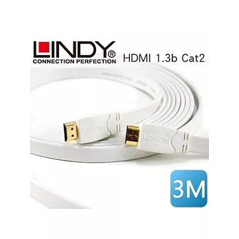 LINDY 林帝 A公對A公 Premium White 白色 扁平 HDMI 1.3b Cat2 連接線 3M