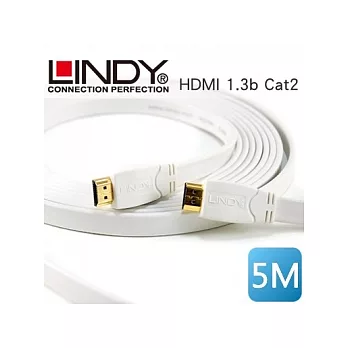 LINDY 林帝 A公對A公 Premium White 白色 扁平 HDMI 1.3b Cat2 連接線 5M