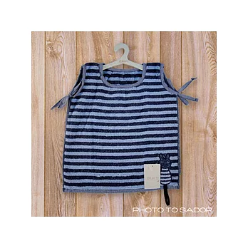 條紋小貓擦手巾-藍色