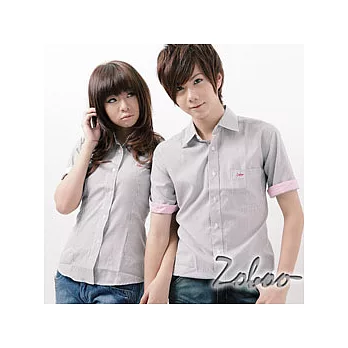 【Zoboo】S0148＊自創品牌【ZOBOO LOGO條紋短袖襯衫】黑色 2號