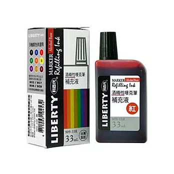 【利百代】 909-33R 酒精性嘜克筆補充液-紅