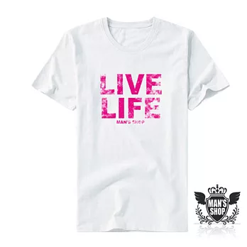 【男人幫】T0583＊自創品牌【LIVE-LIFE煙霧效果字母短袖T恤】白色 XL