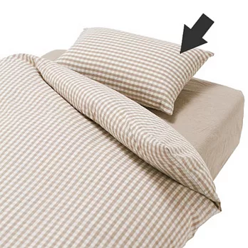 [MUJI 無印良品]柔舒水洗棉格紋枕套/100/米色