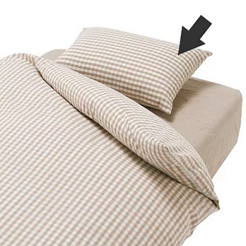 [MUJI 無印良品]柔舒水洗棉格紋枕套/50/米色