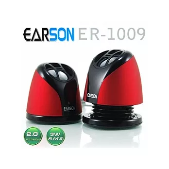 EARSON ER-1009 攜帶型 USB供電 2件式 多媒體電腦喇叭 [紅]