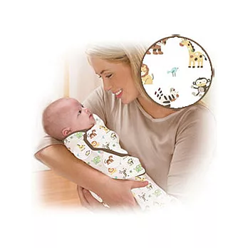 美國 Summer Infant SwaddleMe 嬰兒包巾 【動物園 純棉薄款】, 小號 - 可調式懶人包巾動物園