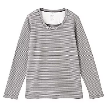 [MUJI 無印良品]女棉自由組合長袖衫灰×白M