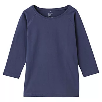 [MUJI 無印良品]女棉自由組合七分袖衫深藍M
