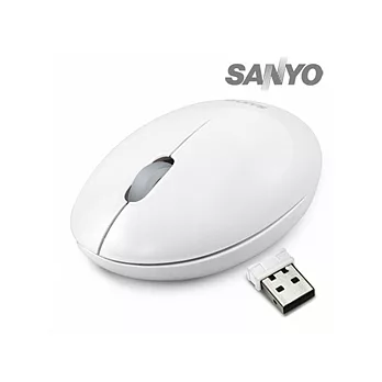 SANYO三洋蛋形2.4G無線光學滑鼠(雪花白)