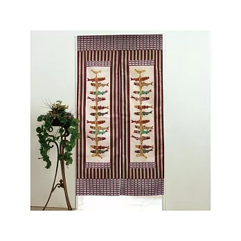 棉花田【串魚】日式印花長門簾-紅色(85x150cm)