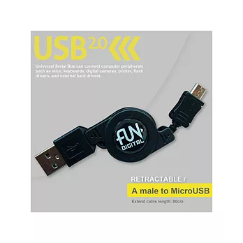 【FUNdigital】雙拉圓軸傳輸線-A公對MicroUSB