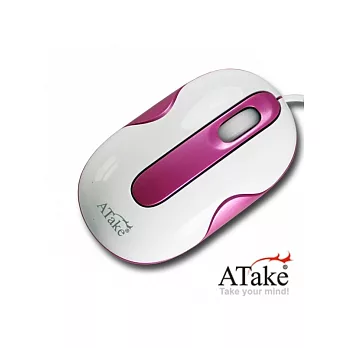 ATake 繽紛系列 3D有線光學滑鼠1000DPI(桃紅)