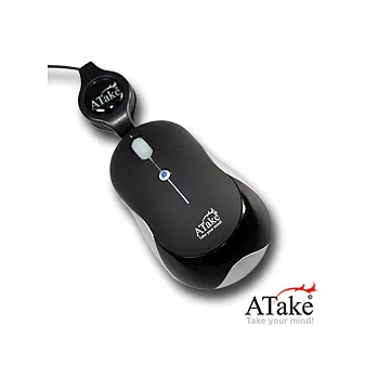 ATake 雷寶捲線四鍵式光學鼠-黑