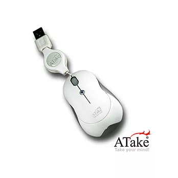 ATake 雷寶捲線四鍵式光學鼠-白
