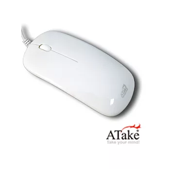【ATake】AME-100A-WH 純平有線三鍵式光學鼠-白色