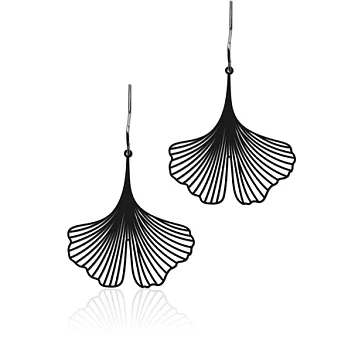 moorigin / 銀杏耳環/ 霧黑