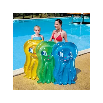 【Party World】《Bestway》夏日戲水必備☆43”X29”果凍感章魚造型兒童躺浮排/充氣浮板-黃、綠、藍黃、綠、藍（