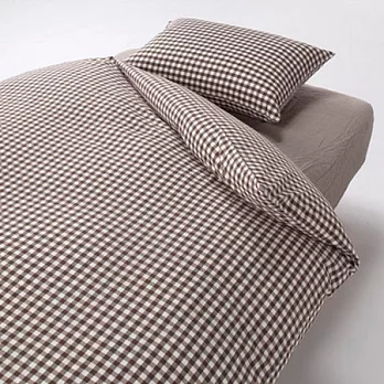 [MUJI 無印良品]柔舒水洗棉被套/SD/棕格