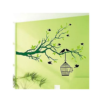 環保無痕壁貼-喜鵲迎春(綠色)