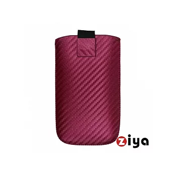 iPhone-4S/ 4G 皮製收納袋 - 碳纖皮紋-俏粉紅
