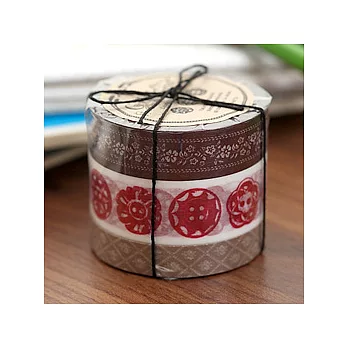 MARK’S裁縫包鈕扣和紙膠帶(咖啡/紅/米)