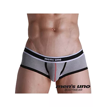 【men’s uno】新科技抗菌親膚BODYTECH經典包黑邊拼接花灰色四角褲/M