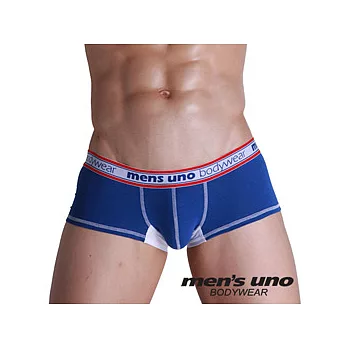 【men’s uno】全方位新科技抗菌親膚BODYTECH型男藍色拼接四角褲/L