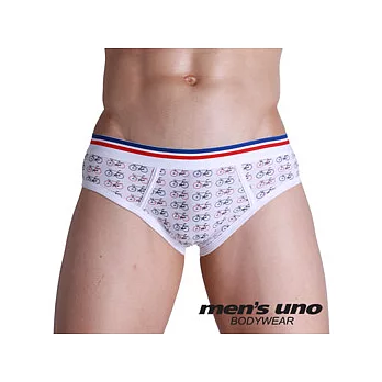 【men’s uno BODYWEAR】運動風腳踏車圖案白色三角褲/S