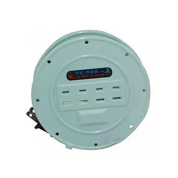 CHENG TIAN 2孔4座1切 迷你輪座延長線 11A/7.6M(TC-908A)-綠色