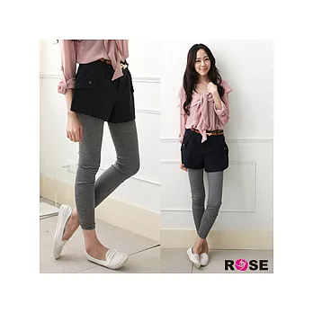 ROSE。基本款細條紋彈性內搭褲-深灰系