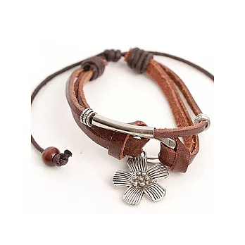 A+ accessories 花之戀-中性款牛皮拉繩手環
